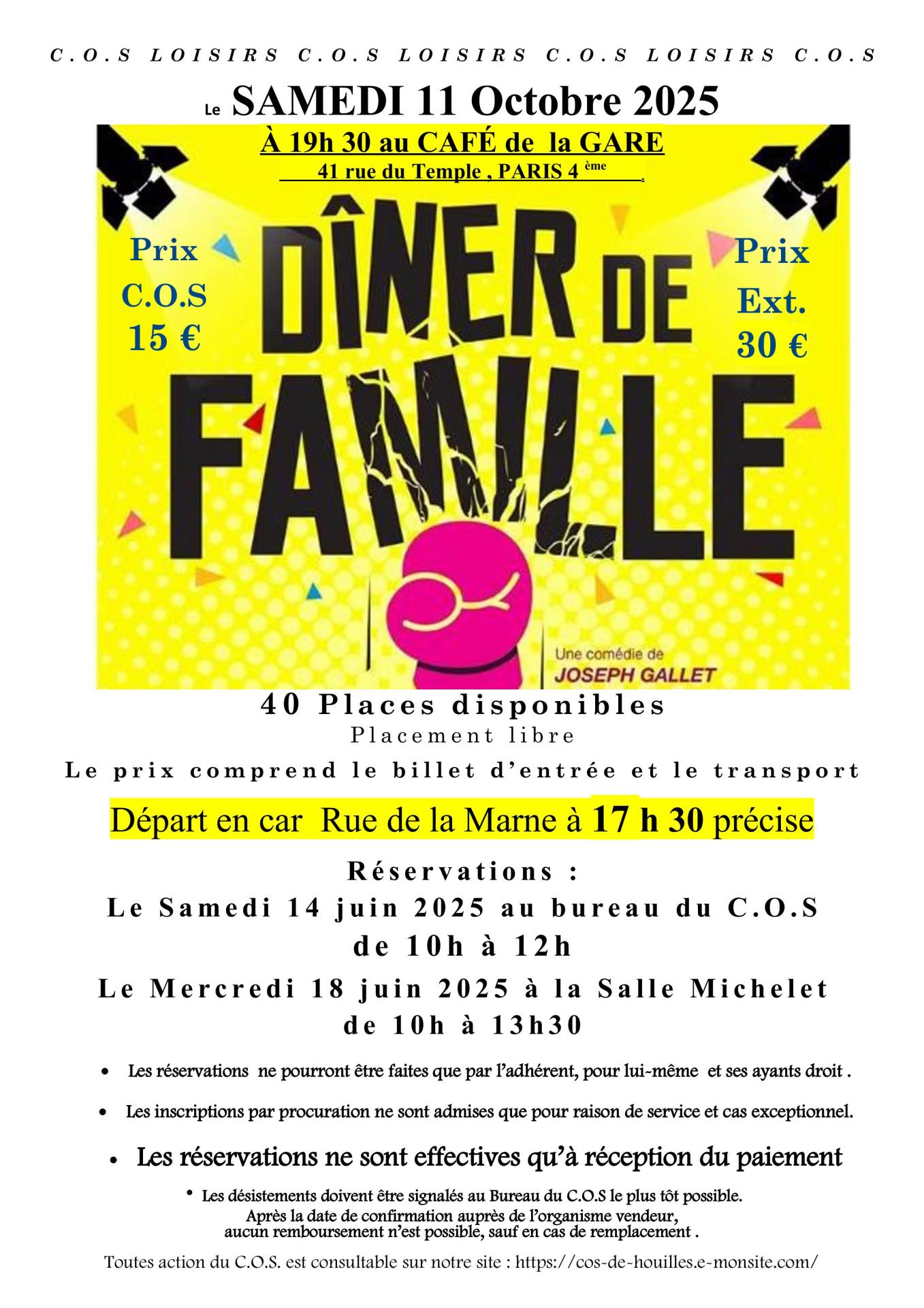 Affiche theatre diner de famille